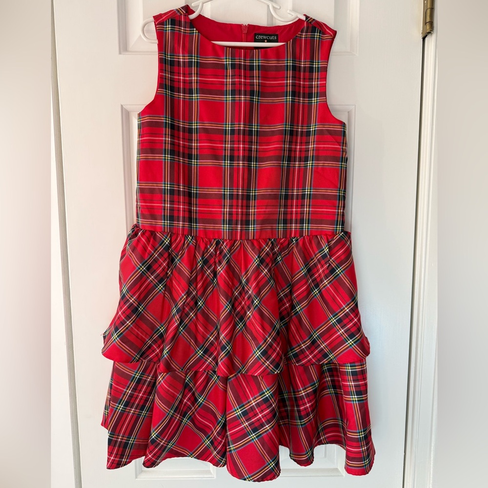 Crewcuts Vibrant Red Plaid Dress size 8 Holidays EUC